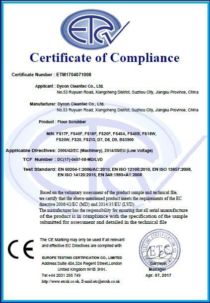 Chiny Dycon Cleantec Co.,Ltd Certyfikaty