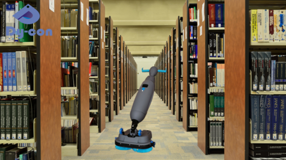 Szorowarka do podłóg w bibliotece - Cicha Dycon MFS208N z technologią natychmiastowego suszenia